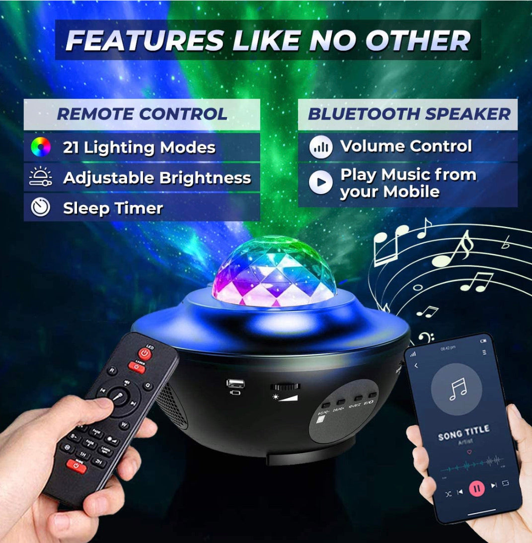 Galaxy projector with Bluetooth speakers