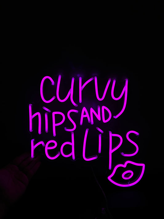 Curvy Hips And Red Lips Neon Sign